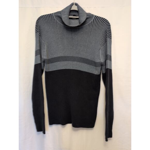 H&H M men's turtleneck gray navy block sweater long sleeve ribbed Australia Made - Picture 2 of 10